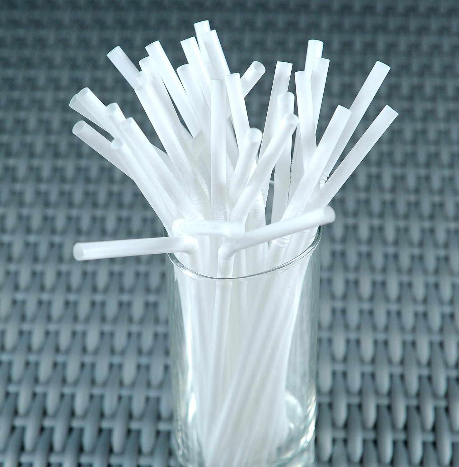 CrystalWare 7.75” Flexible Wrapped Straws 400 Per Pack - White