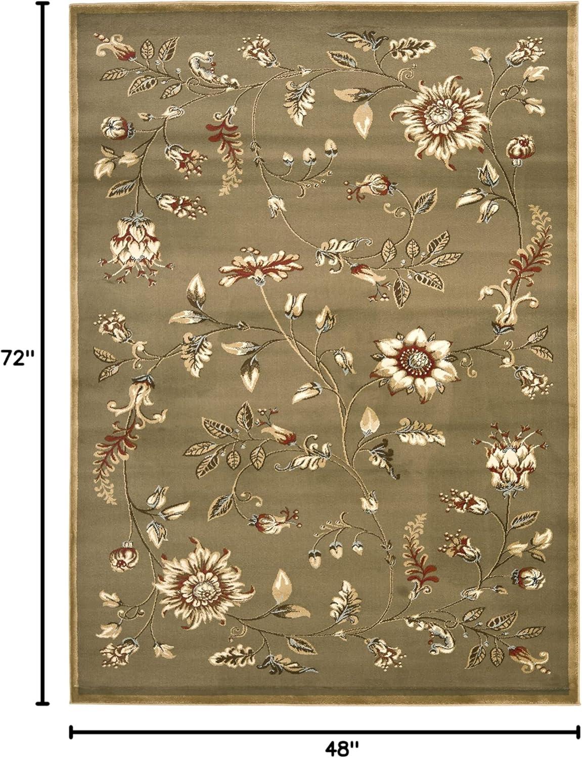 Lyndhurst LNH552 Power Loomed Area Rug - Green/Multi - 5'3"x7'6" - Safavieh