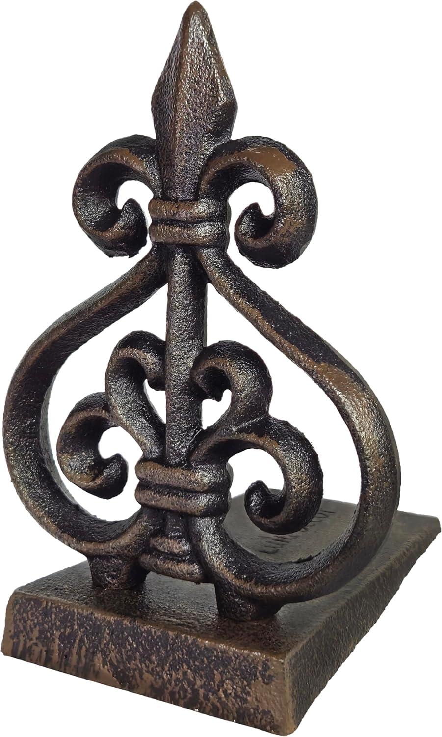 Antique Black Cast Iron Fleur De Lis Door Stopper