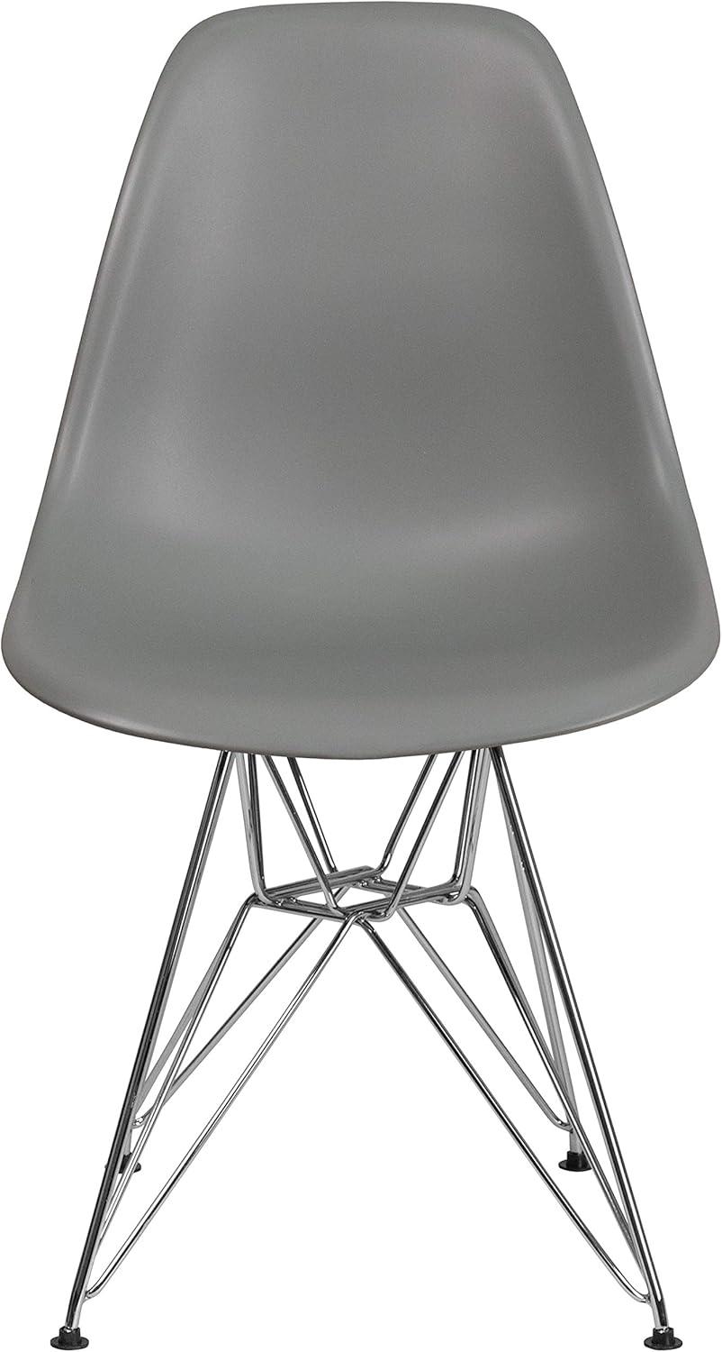 Flash Furniture Elon Series Moss Gray Plastic Chair with Chrome Base