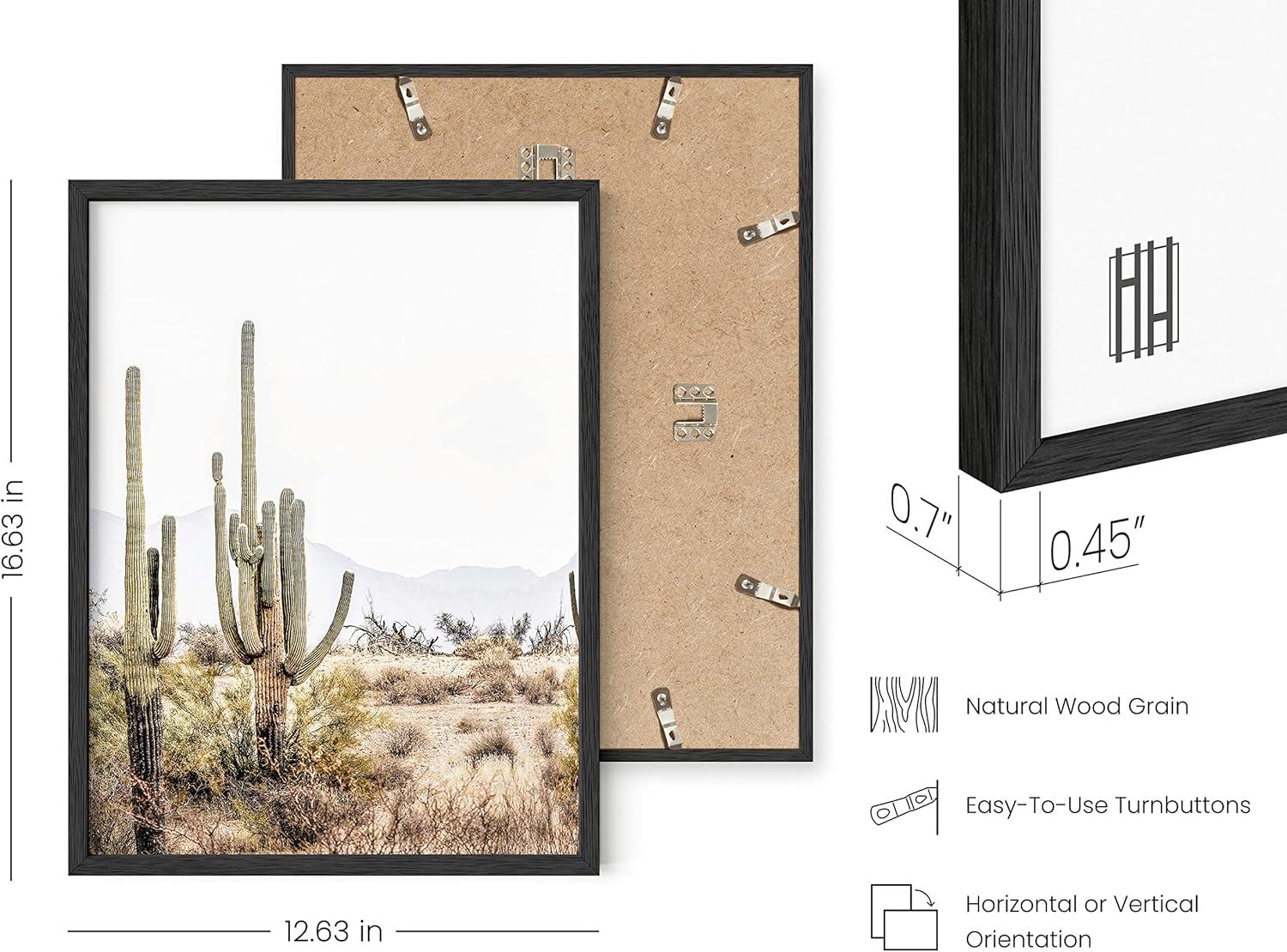 Black Framed Desert Cactus Landscape Print Set