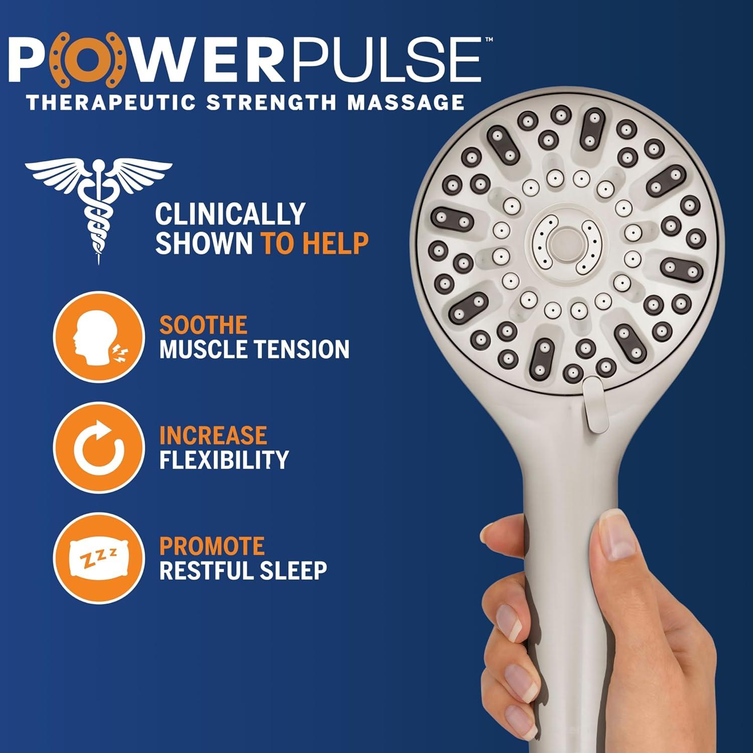 Waterpik ShowerClean PRO Hand Held Shower Head With PowerPulse Massage, QCM-769ME