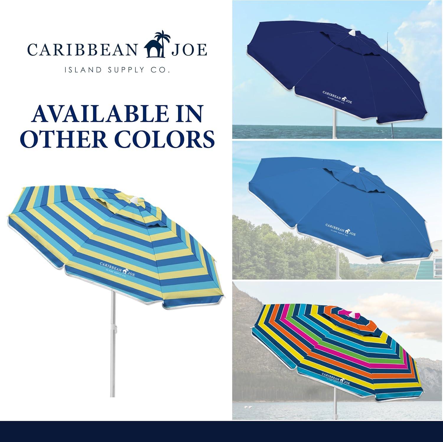 Blue and Yellow 8-Foot Octagon Beach Umbrella with Steel Pole