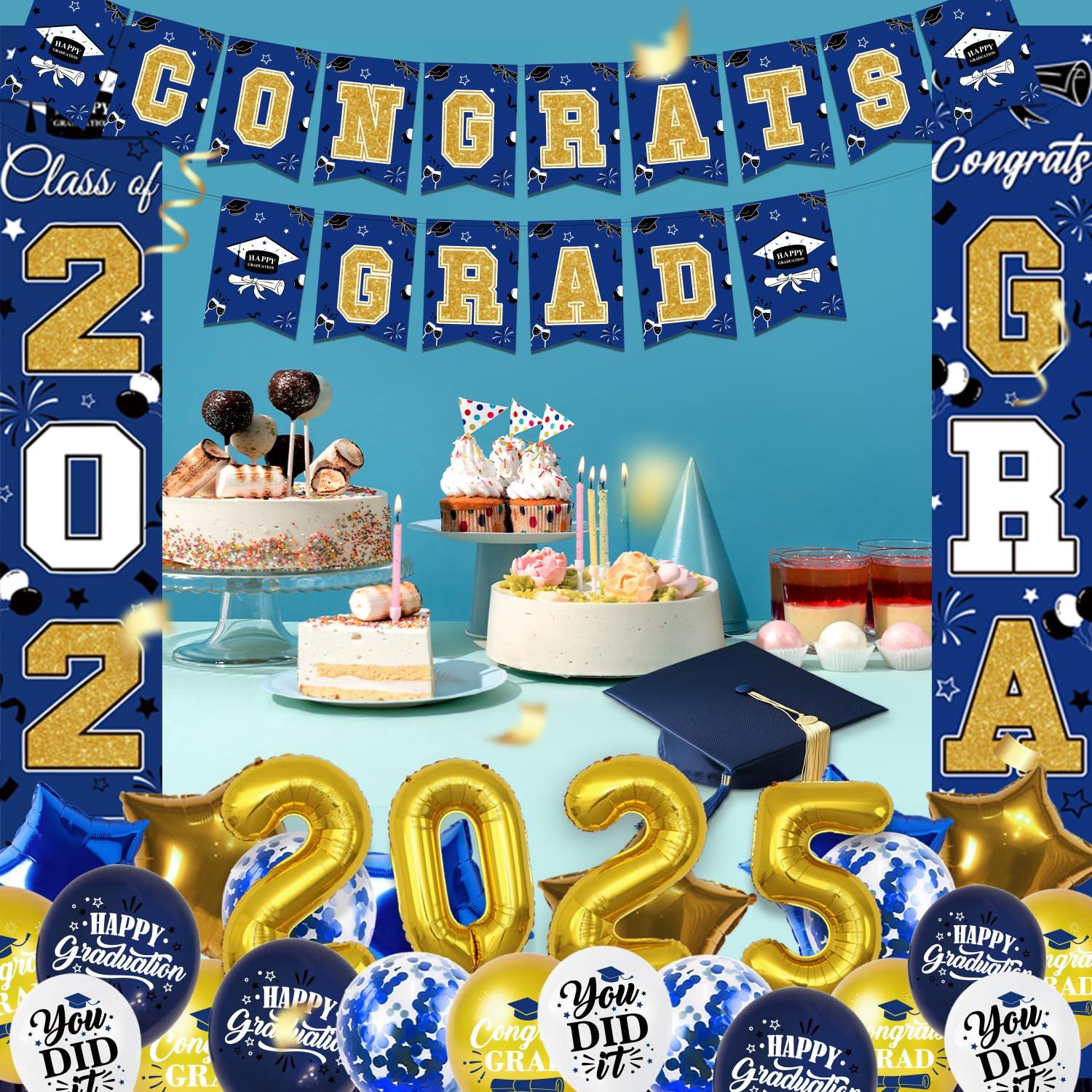 Graduation Decorations 2025, Graduation Decorations Class of 2025, Red Themed 2025 Graduations Party Decorations Include Banner, Backdrop, Balloons Kit, Foil Number 2025 for Grad Party Supplies