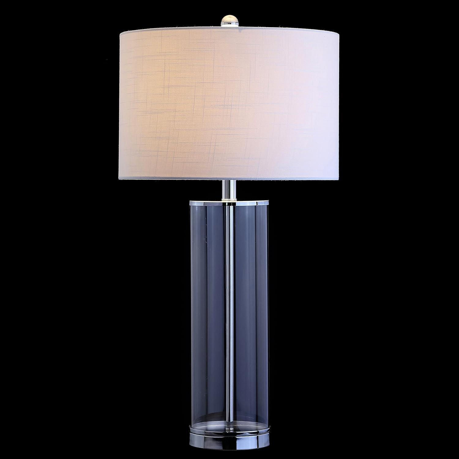 Harper 29" White Linen Shade Glass Table Lamp, Energy Efficient