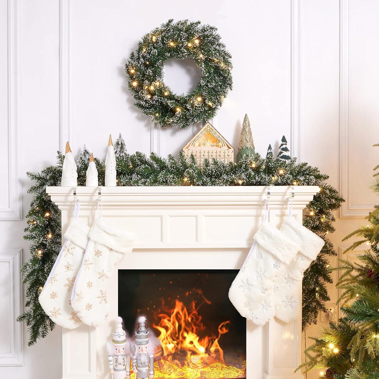 WBHome Pre-lit 9 Feet/106 Inch Christmas Garland with 100 LED Lights Holiday Decorations, Battery Operated (Batteries NOT Included)