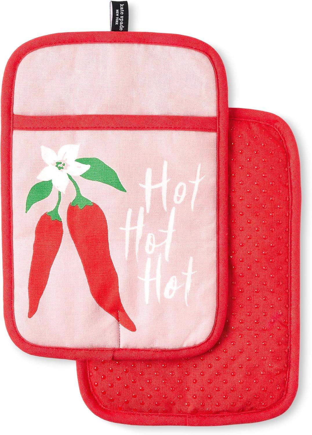 kate spade new york KATE SPADE NEW YORK Hot Hot Hot Peppers Pot Holder Set, 7"x10", Red (Set of 2)