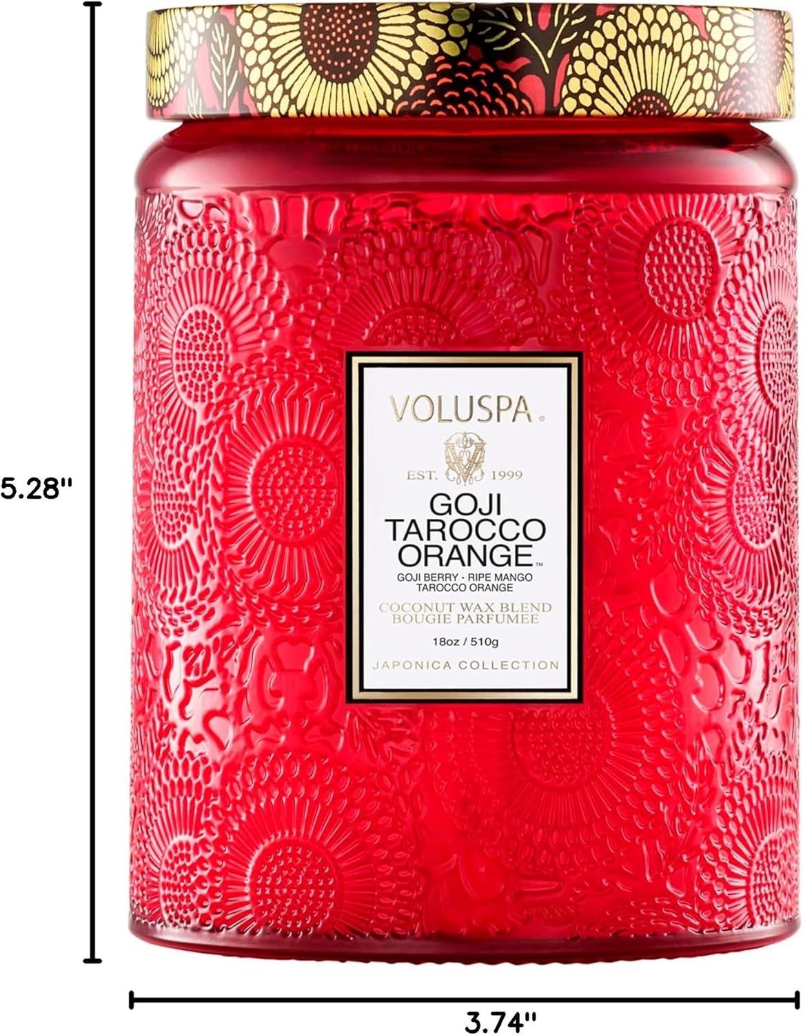 Goji Tarocco Orange Embossed Red Glass Jar Candle