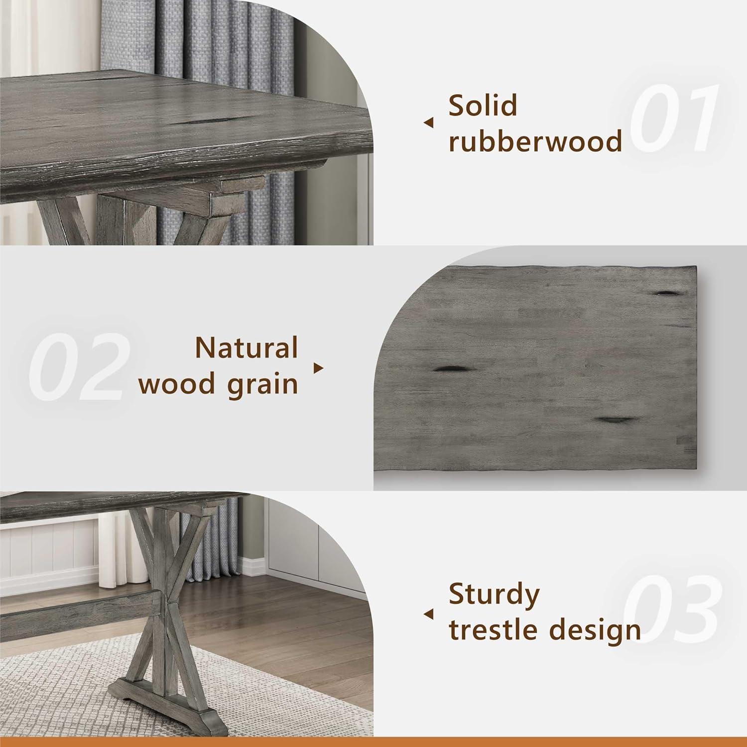 Lexicon Amsonia Solid Wood Counter Height Dining Room Table in Distressed Gray