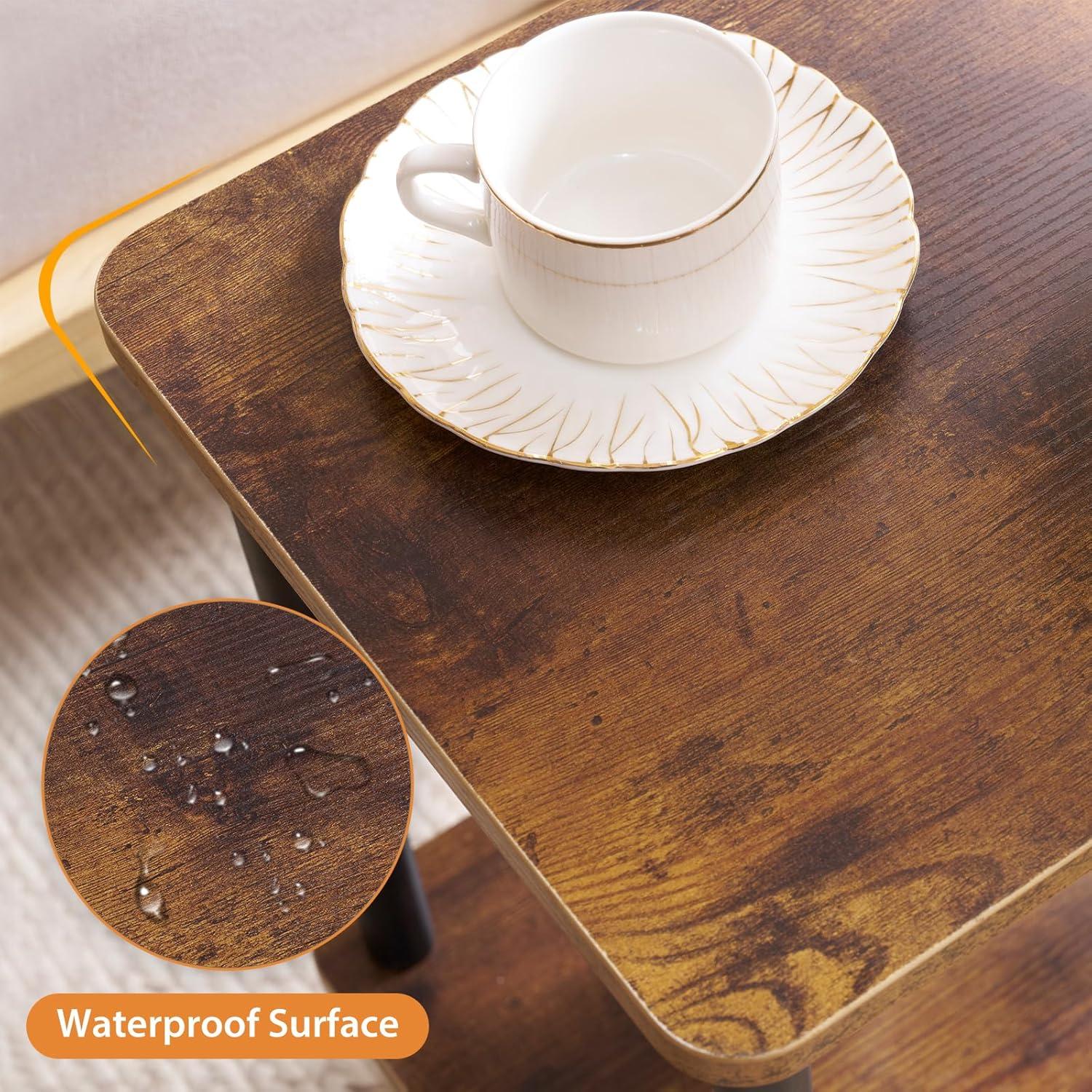 End Table, Set of 2, Side Table, Nightstand, 2-Tier Storage Shelf, Sofa Table for Small Space, Living Room, Bed Room TB01BB035