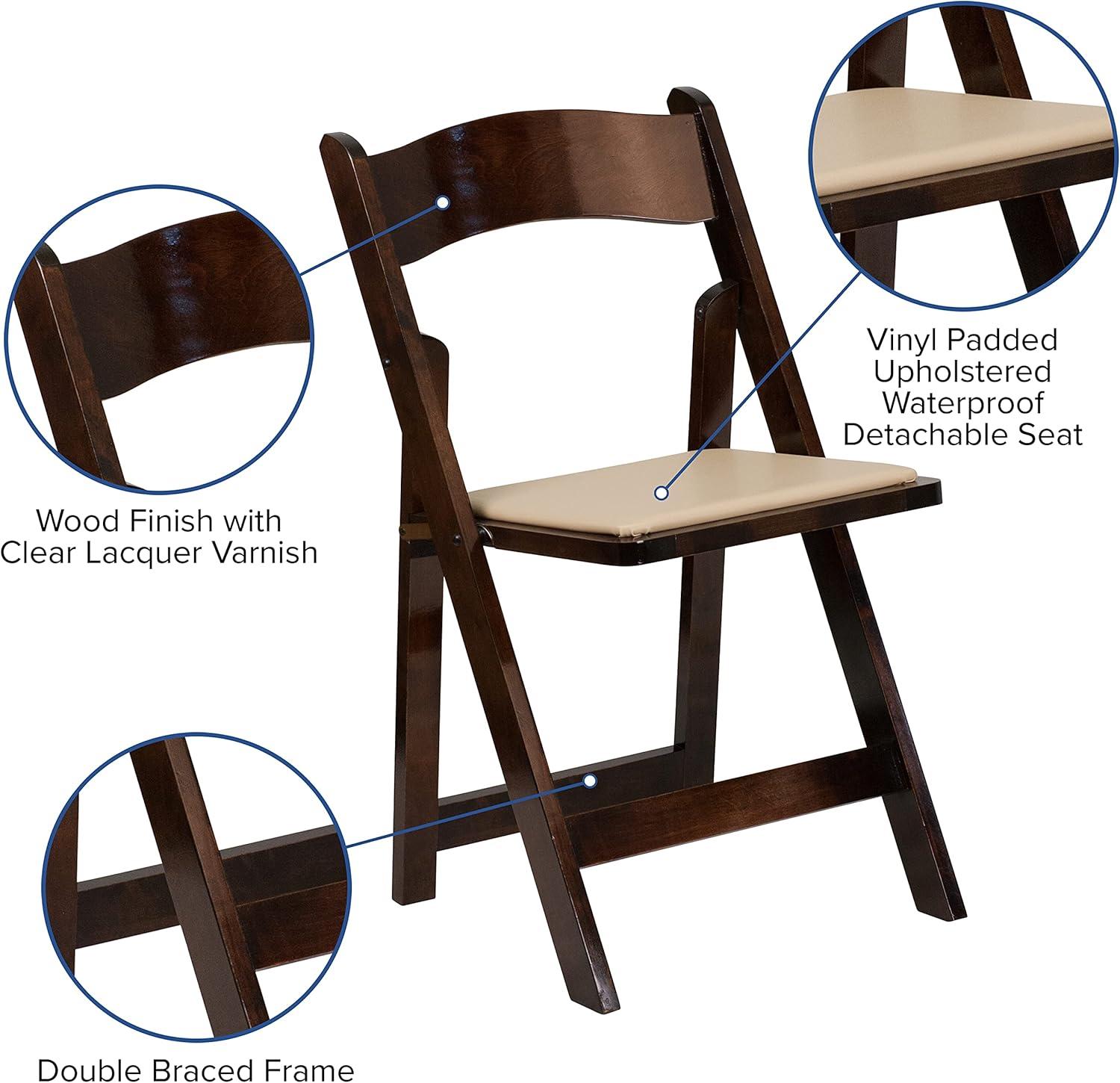 Flash Furniture 2 Pack HERCULES Series Wood Folding Chair with Vinyl Padded Seat