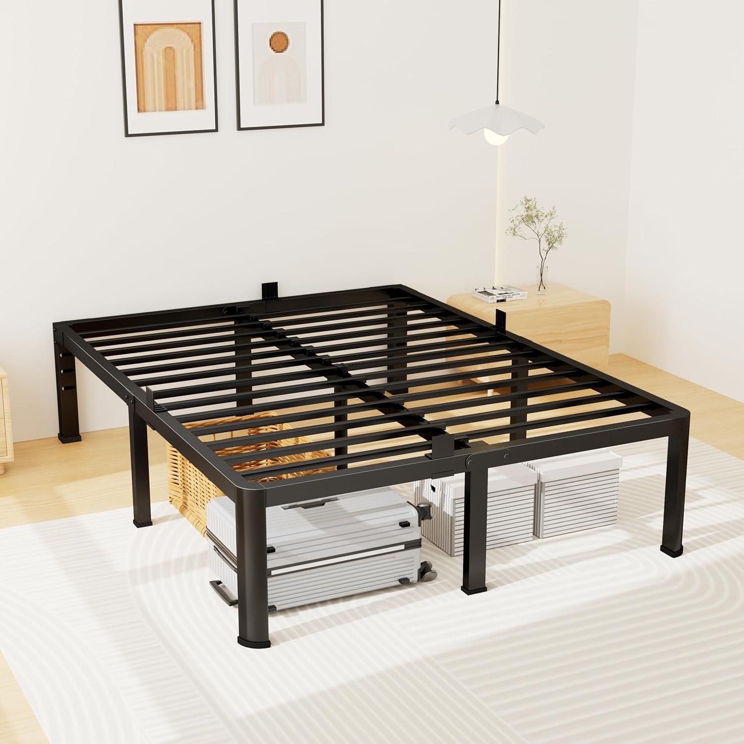 Roseann 18'' Heavy Duty Steel Platform Bed Frame with Round Corners, No Box Spring Needed, Noise Free