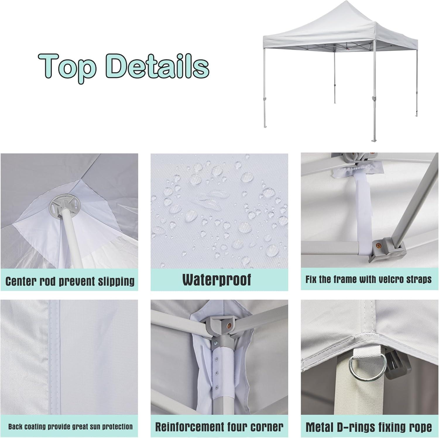 10 x 10 Canopy Replacement Top Large Frame Pop Up Canopy Replacement Top 10 x 10 (White)