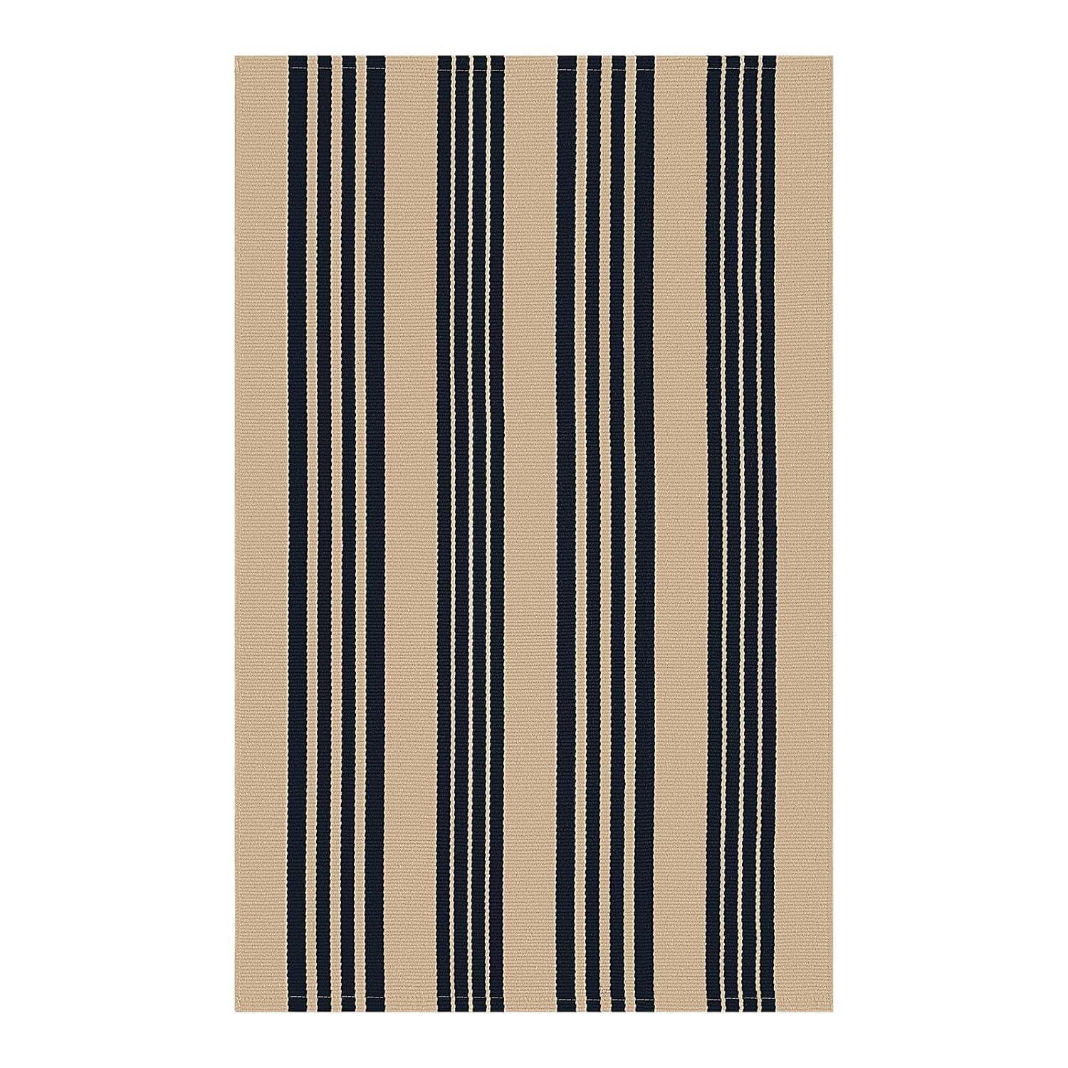 IOHOUZE Navy and White Striped Rug 2'x3' Front Door Rugs, Small Washable Area Rug for Front Porch, Spring Summer Doormats Outdoor Indoor, Cotton Rugs for Entryway Porch Entrance