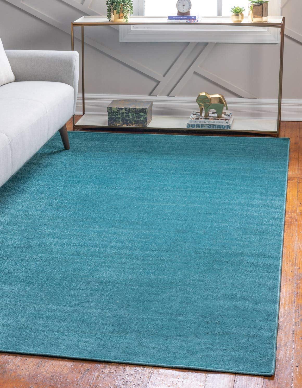 Teal Flat Woven Synthetic 9' x 12' Indoor Area Rug