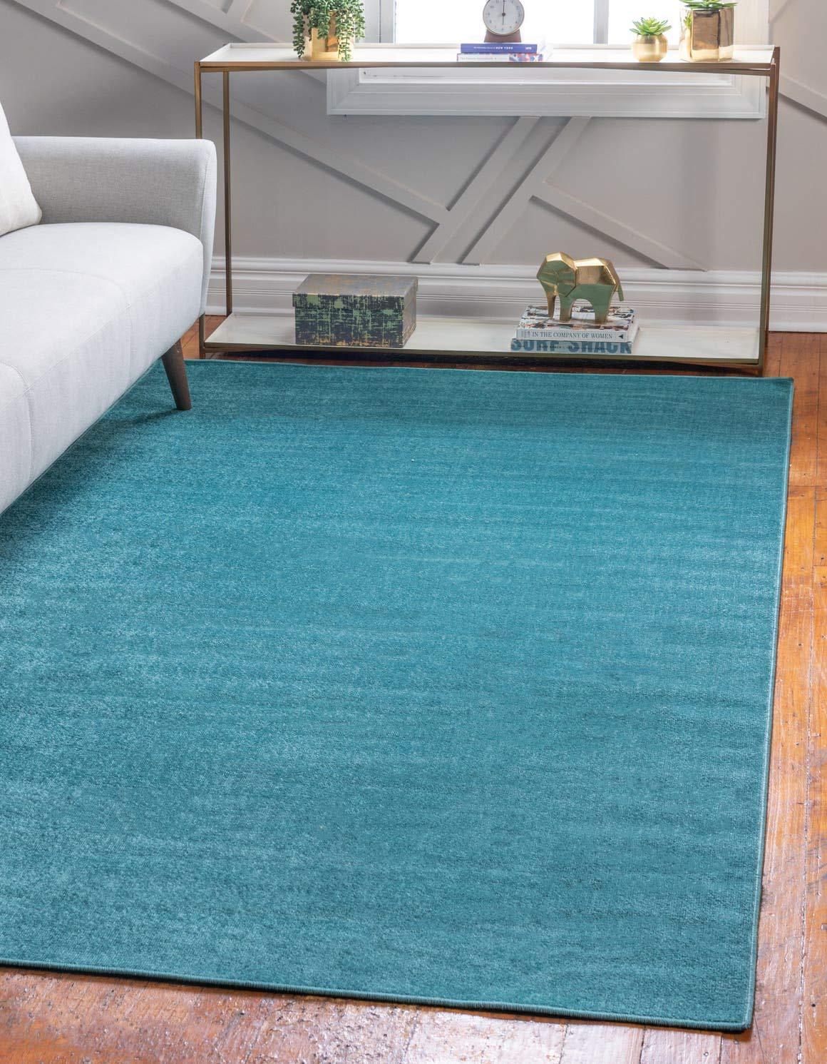 Unique Loom Williamsburg Collection Area Rug - Solid (9'  x 12' 2" Rectangle Turquoise/Teal)