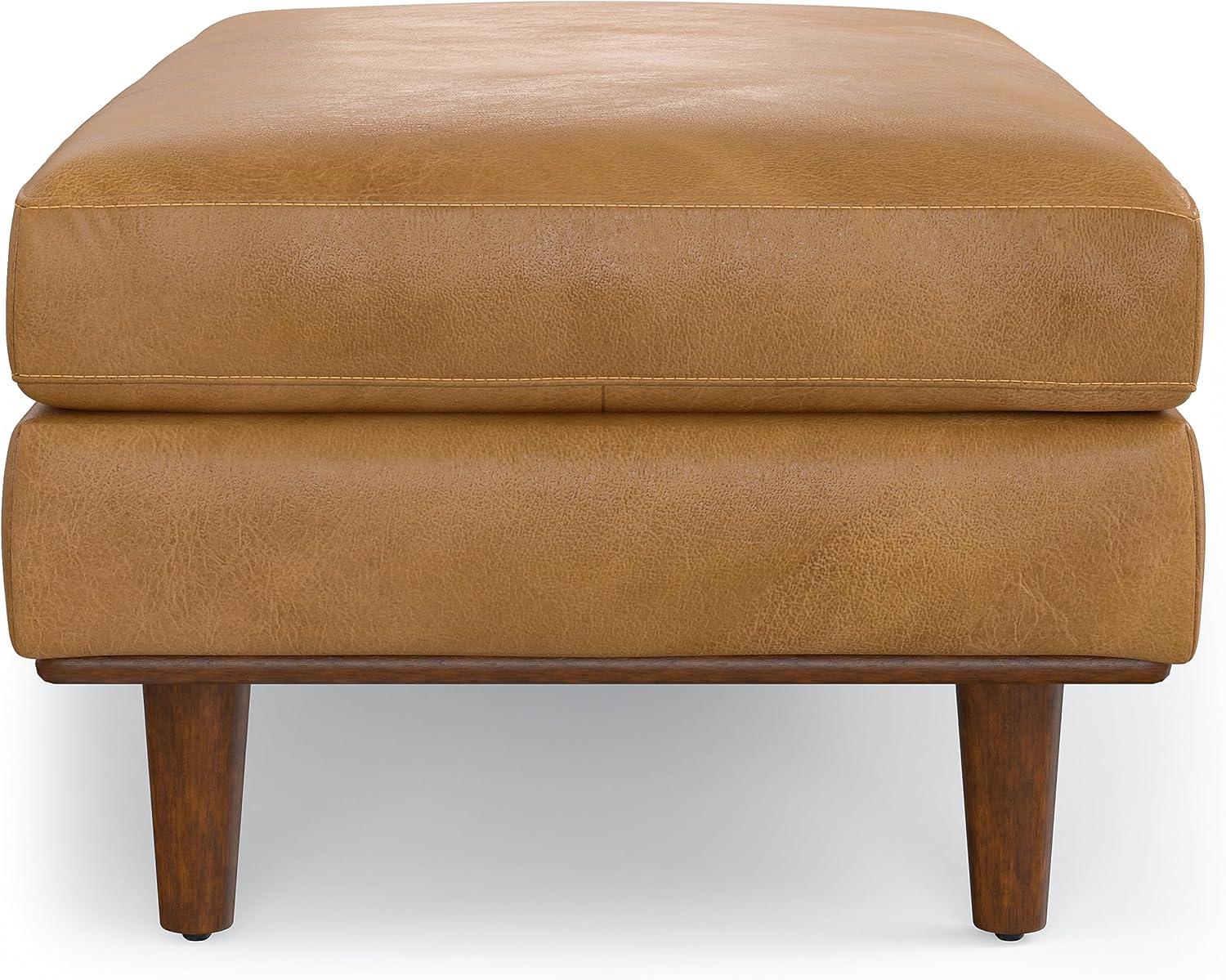 Morrison 49" Wide Modern Large Rectangular Ottoman in Sienna Genuine Leather