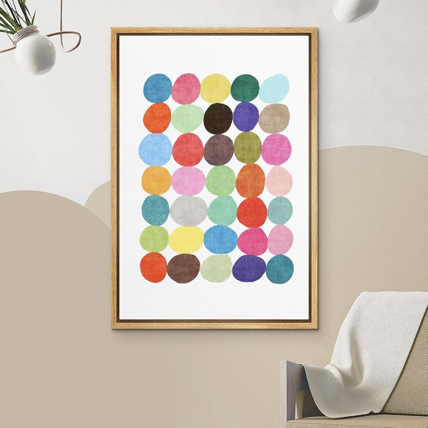 IDEA4WALL Framed Canvas Prints Wall Art Intersecting Rainbow Circle Display for Living Room, Bedroom, Office Ready to Hang - 16x24 inches