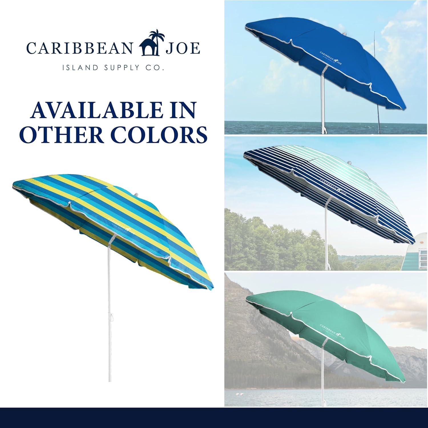 Caribbean Joe 6ft Beach Umbrella with UV Protection and Matching Case