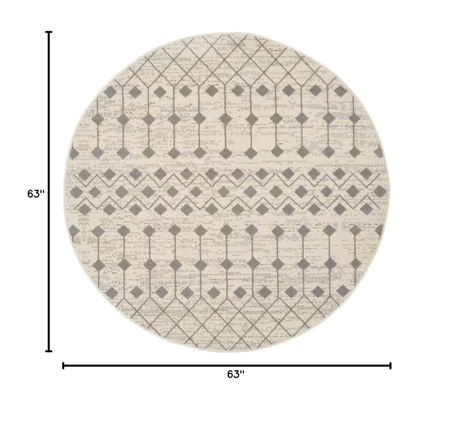 Nourison Grafix GRF37 Indoor Area Rug Ivory/Grey 5'3" x ROUND