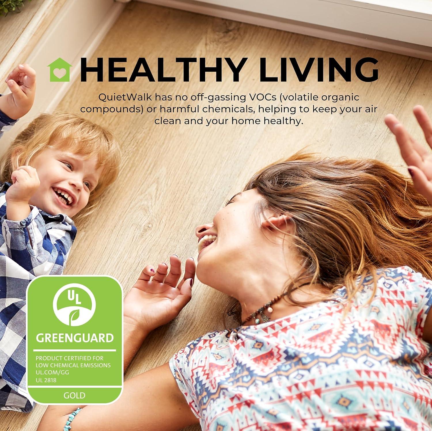 QuietWalk Underlayment 200 sq ft – 3 mm Thick – for Laminate & Hardwood Floors – Approved for Pre-Attached Pad – Recycled Fiber – Floating Install – Sound & Moisture Barrier – Made in USA