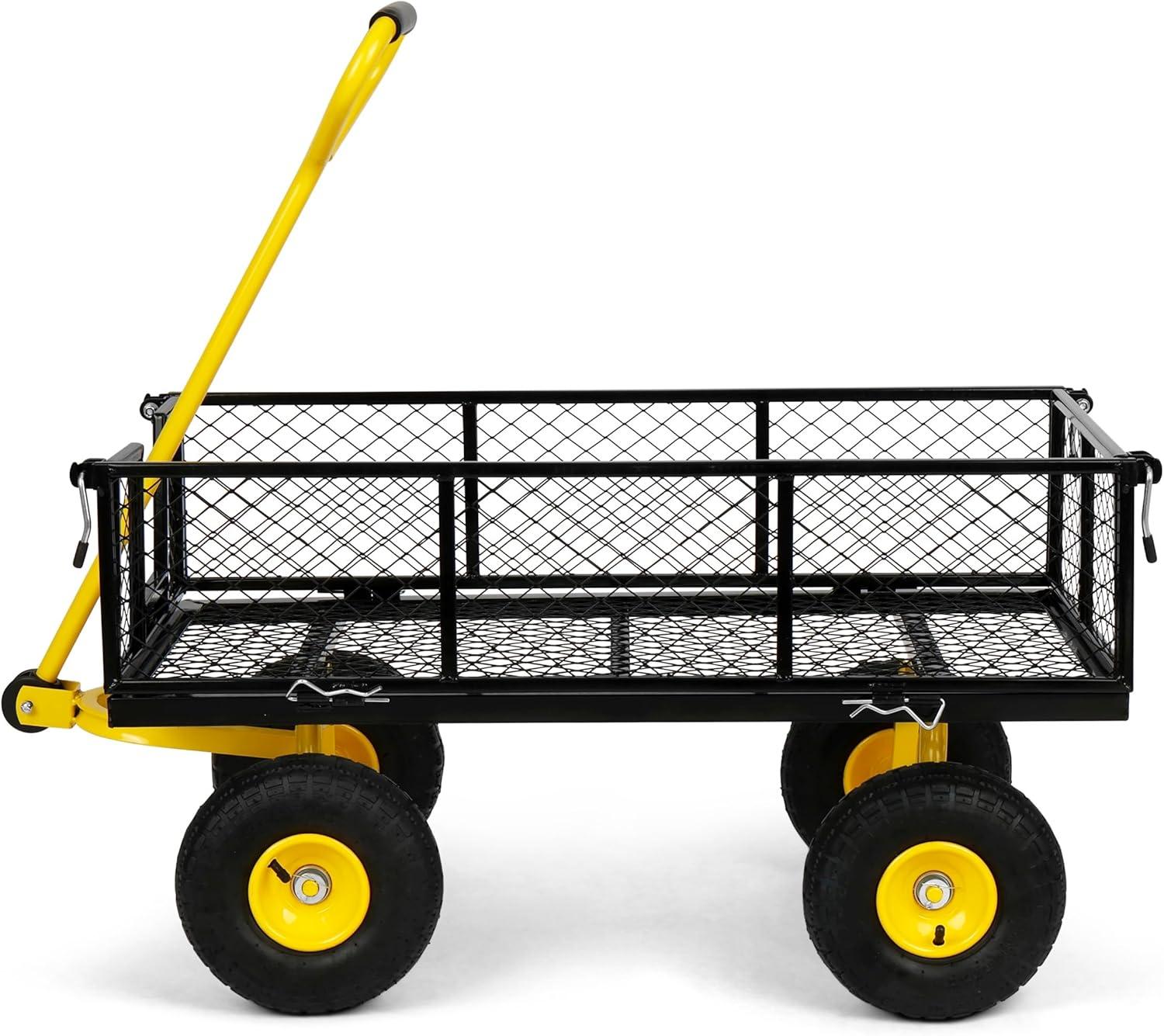 Simpli-Magic Yard Cart 1100-lb Capacity Moving Cart with Wheels & Removable Mesh Sides