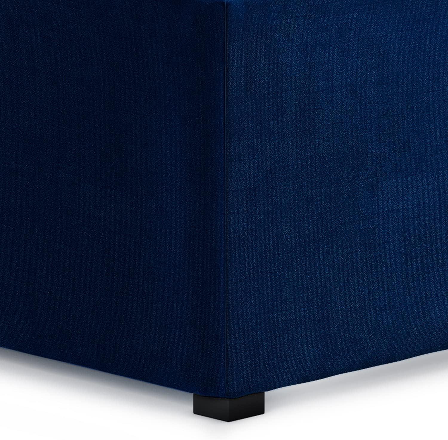 Avalon 35" Blue Velvet Square Coffee Table Storage Ottoman