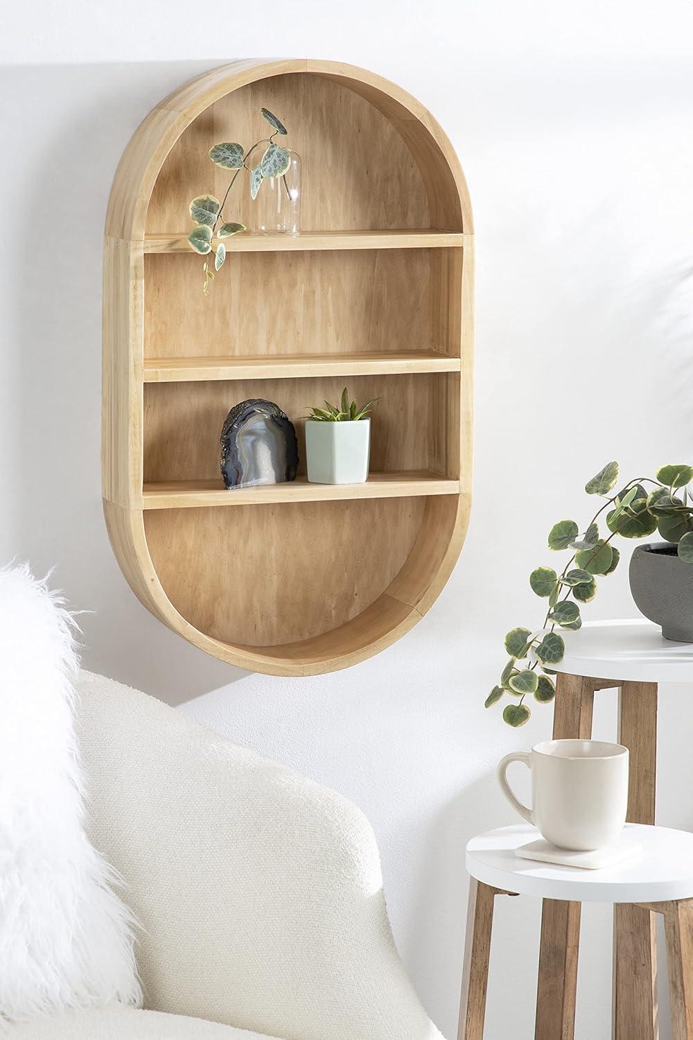 Minx Oval Solid Mango Wood Accent Wall Shelf