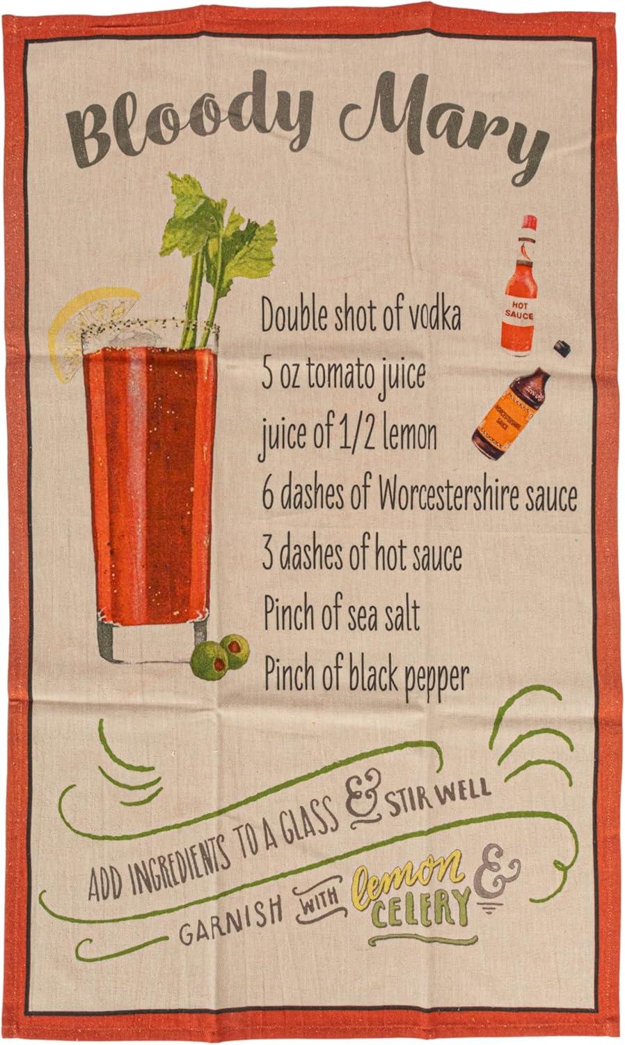 Creative Co-Op Cotton Printed Tea Towel with Cocktail Recipe Prints, Multicolor, Set of 8