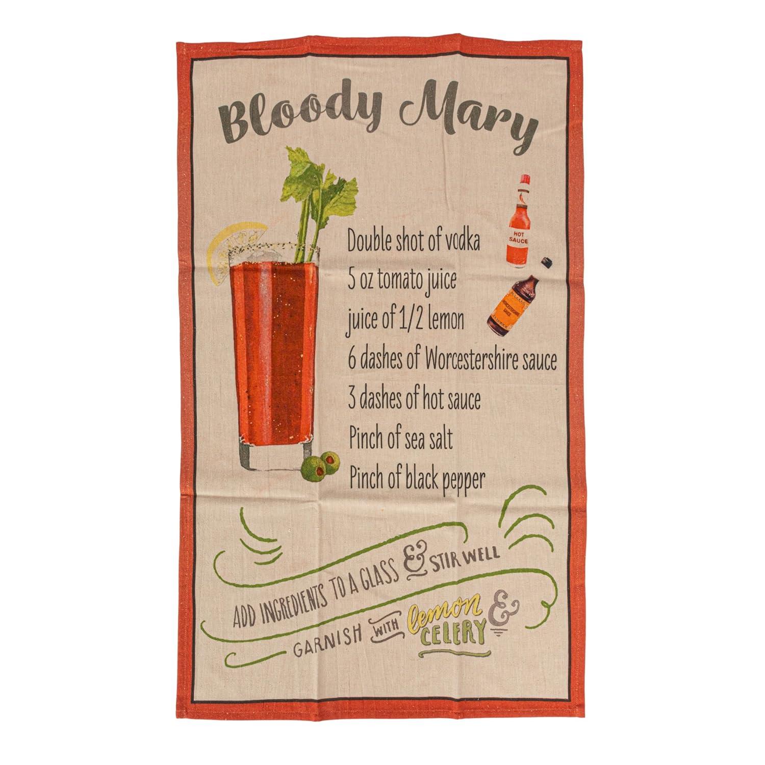 Creative Co-Op Cotton Printed Tea Towel with Cocktail Recipe Prints, Multicolor, Set of 8