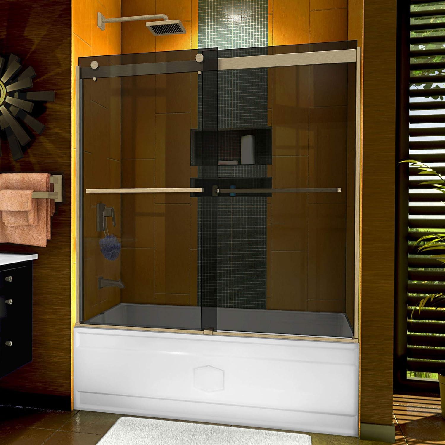 56" - 60" W 60" H Reversible Semi-Frameless Tub Door with ClearMax Technology