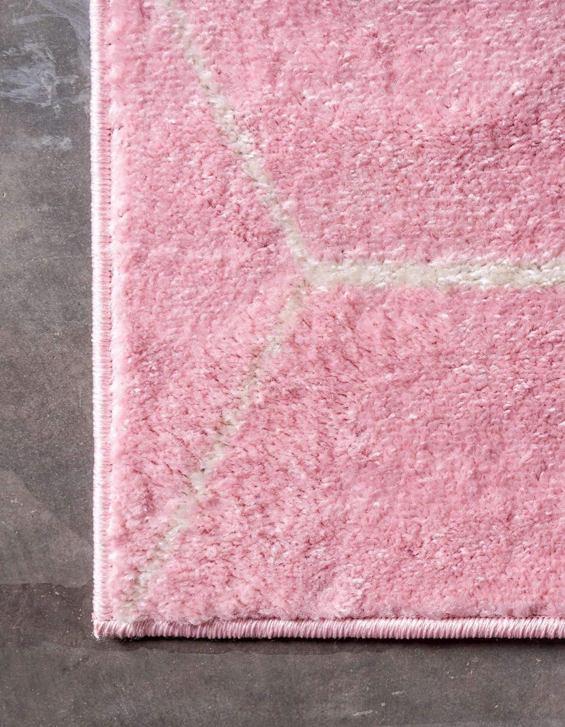 Unique Loom 7' 0 x 10' 0 Trellis Frieze Geometric Light Pink Area Rug