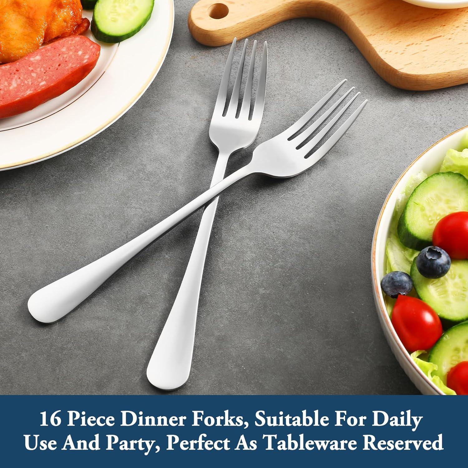 Set of 16 Mirror Finish Stainless Steel Dinner Forks