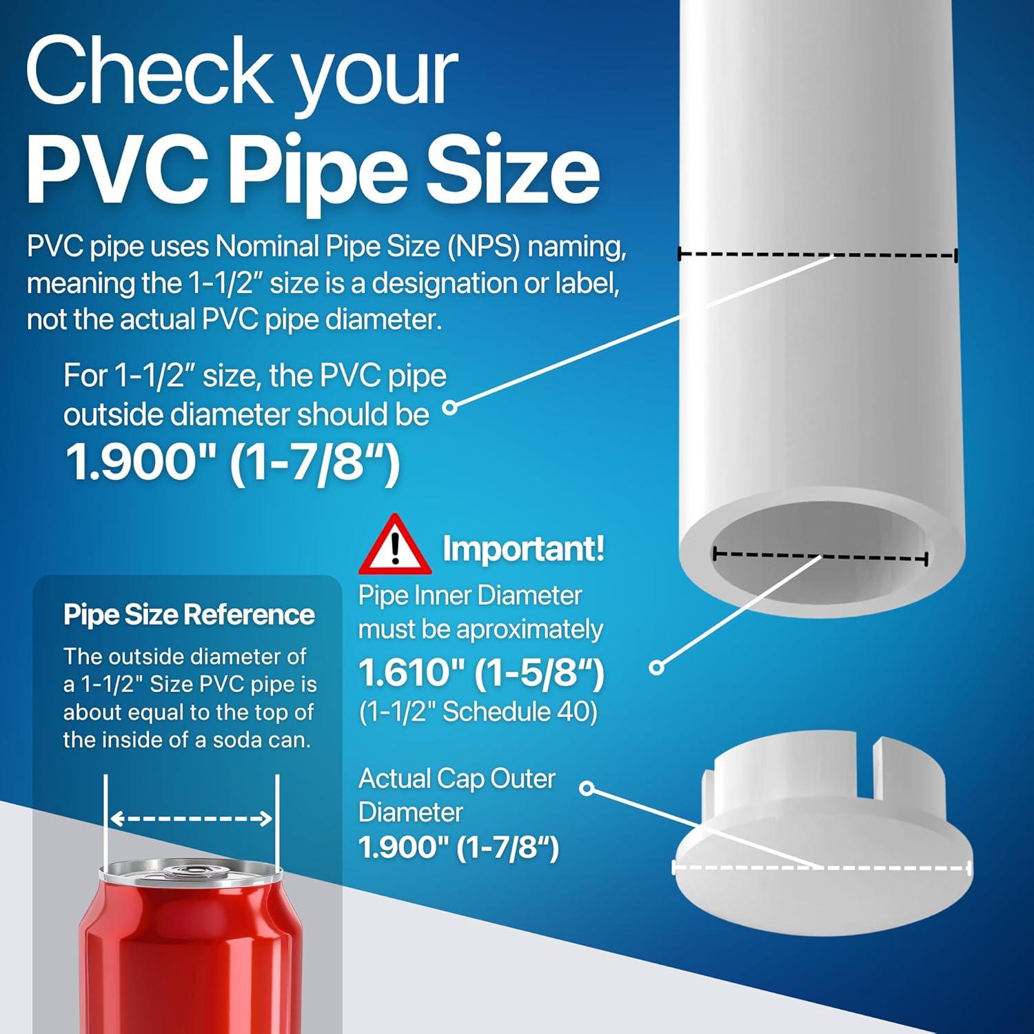 FORMUFIT F112IDC-WH-10 PVC Internal Domed End Cap, Furniture Grade, 1-1/2" Size, White (Pack of 10)