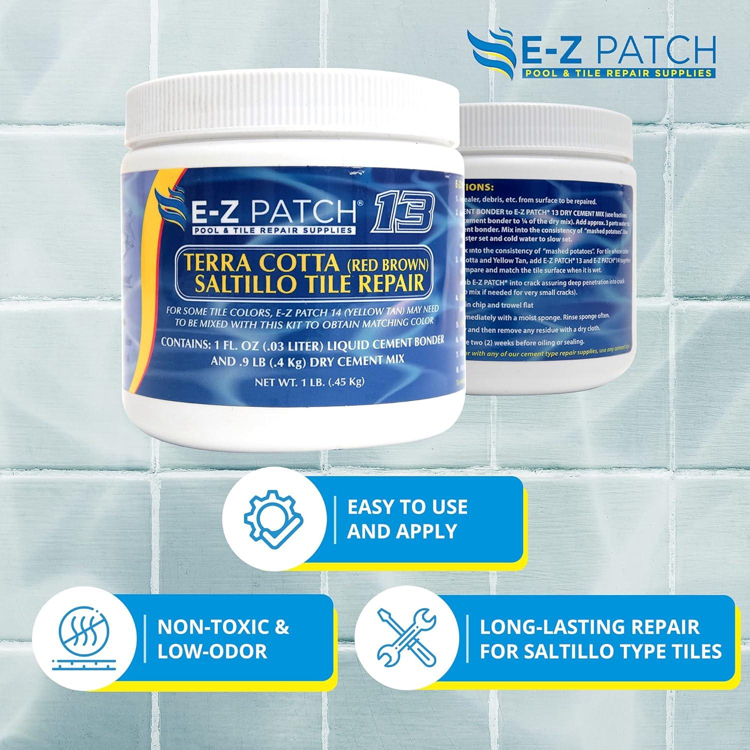 13 Saltillo Tile Repair Kit - DIY TerraCotta Tile Filler - (Red-Brown, 1 Pound)