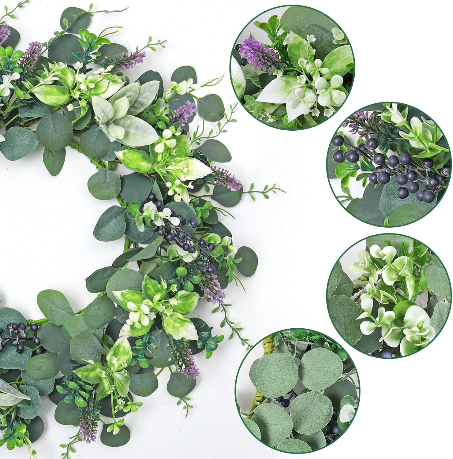 The Holiday Aisle® 22" Artificial Spring Summer Farmhouse Eucalyptus Berry Front Door Wreath