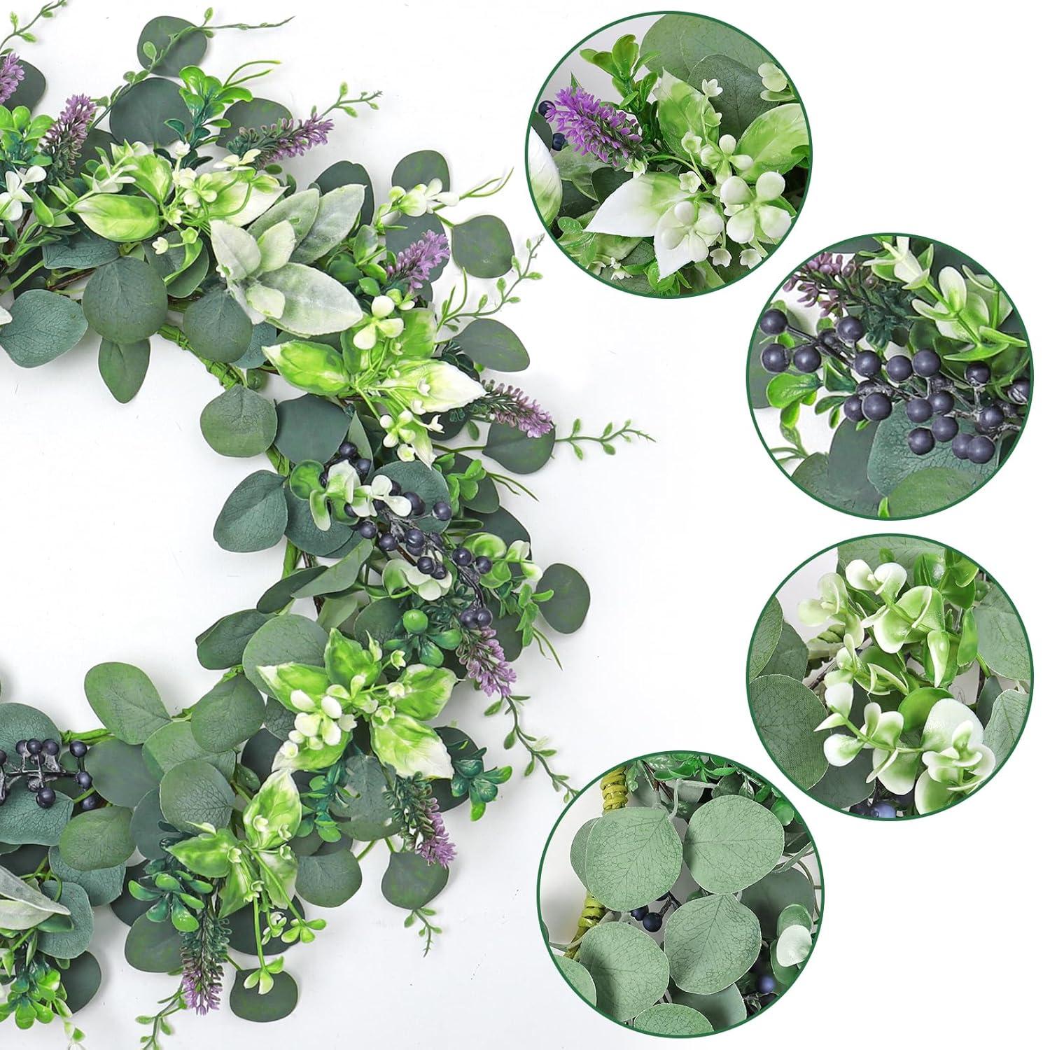 The Holiday Aisle® 22" Artificial Spring Summer Farmhouse Eucalyptus Berry Front Door Wreath