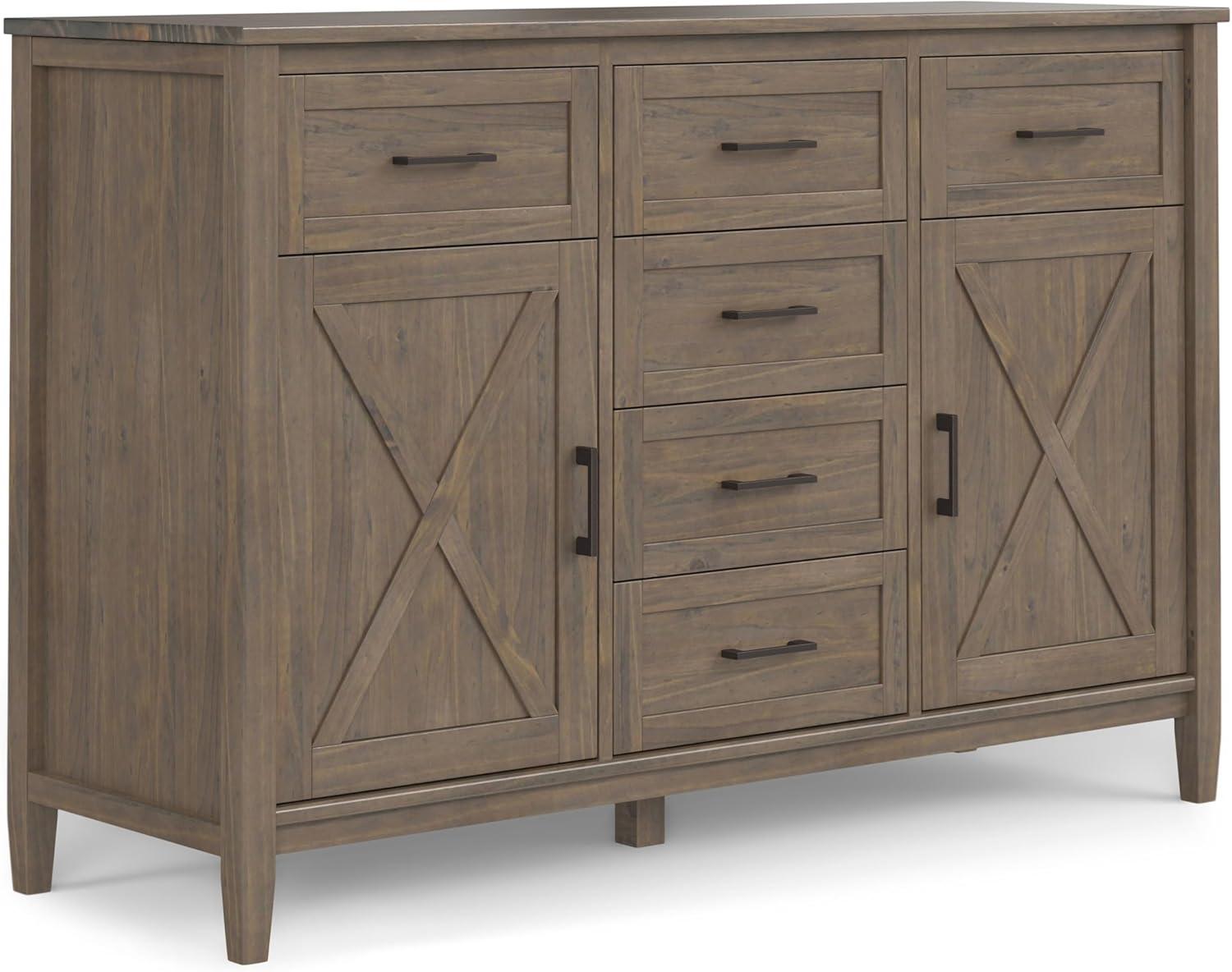 Simpli Home Ela SOLID WOOD 54 inch Wide Transitional Sideboard in Smoky Brown