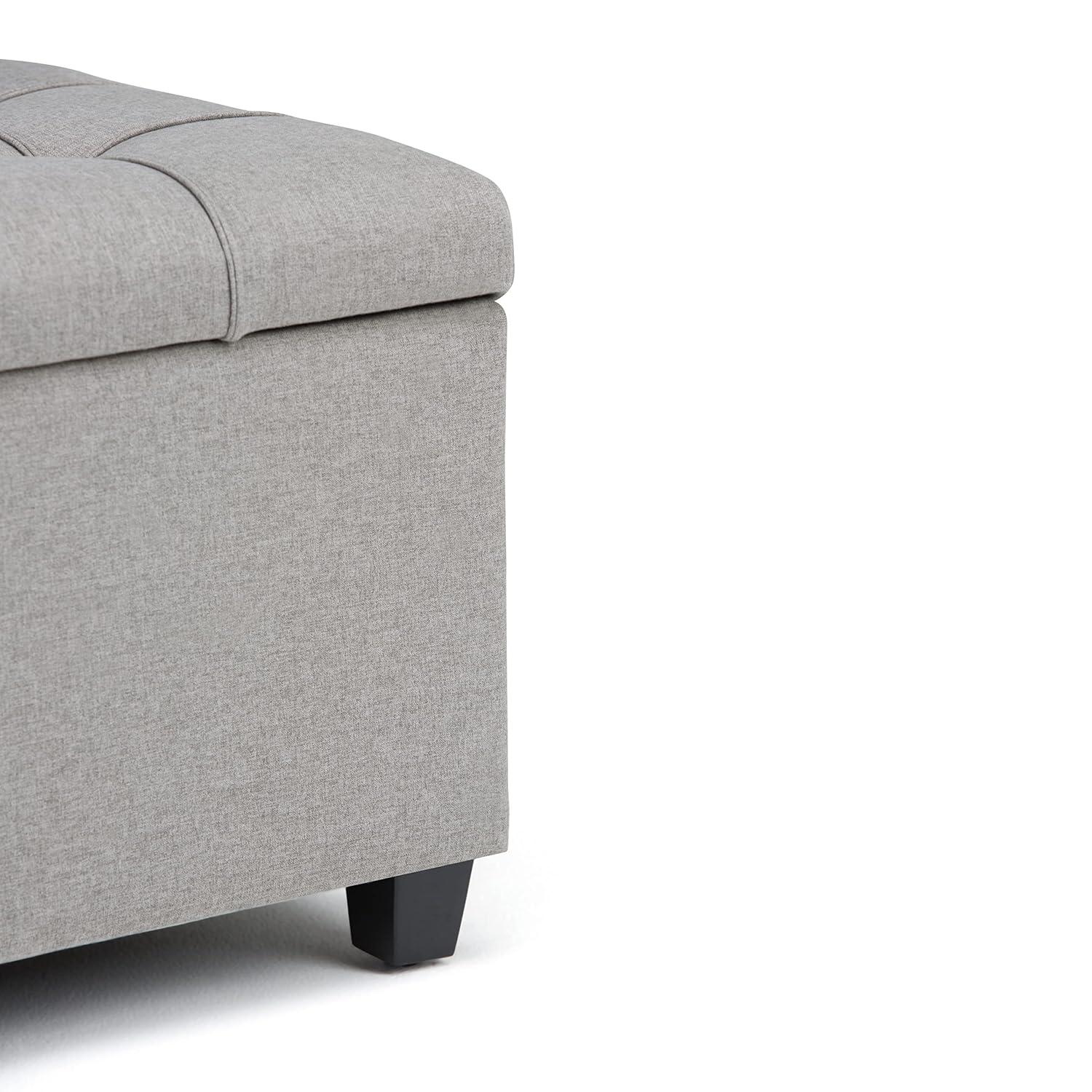Simpli Home Sienna 33"W Upholstered Storage Ottoman Bench with Lift-Up Tufted Top