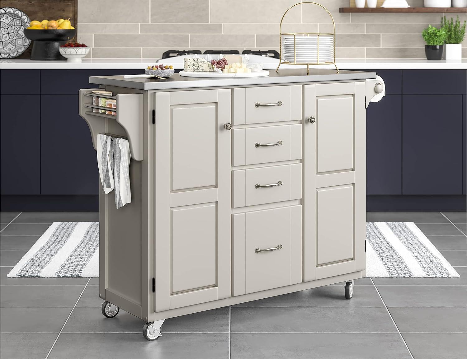 Homestyles Create-a-Cart Wood Kitchen Cart in Off White