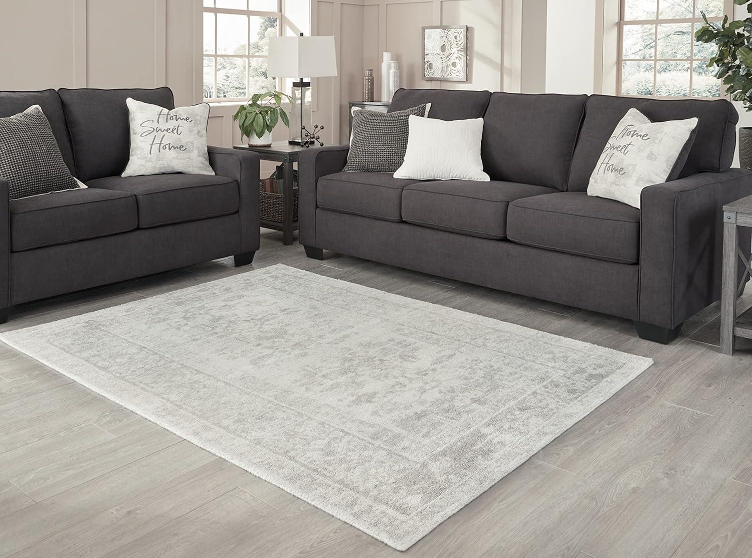 Elegant Hand-Tufted Viscose-Cotton Area Rug in Gray/Cream, 5' x 7'