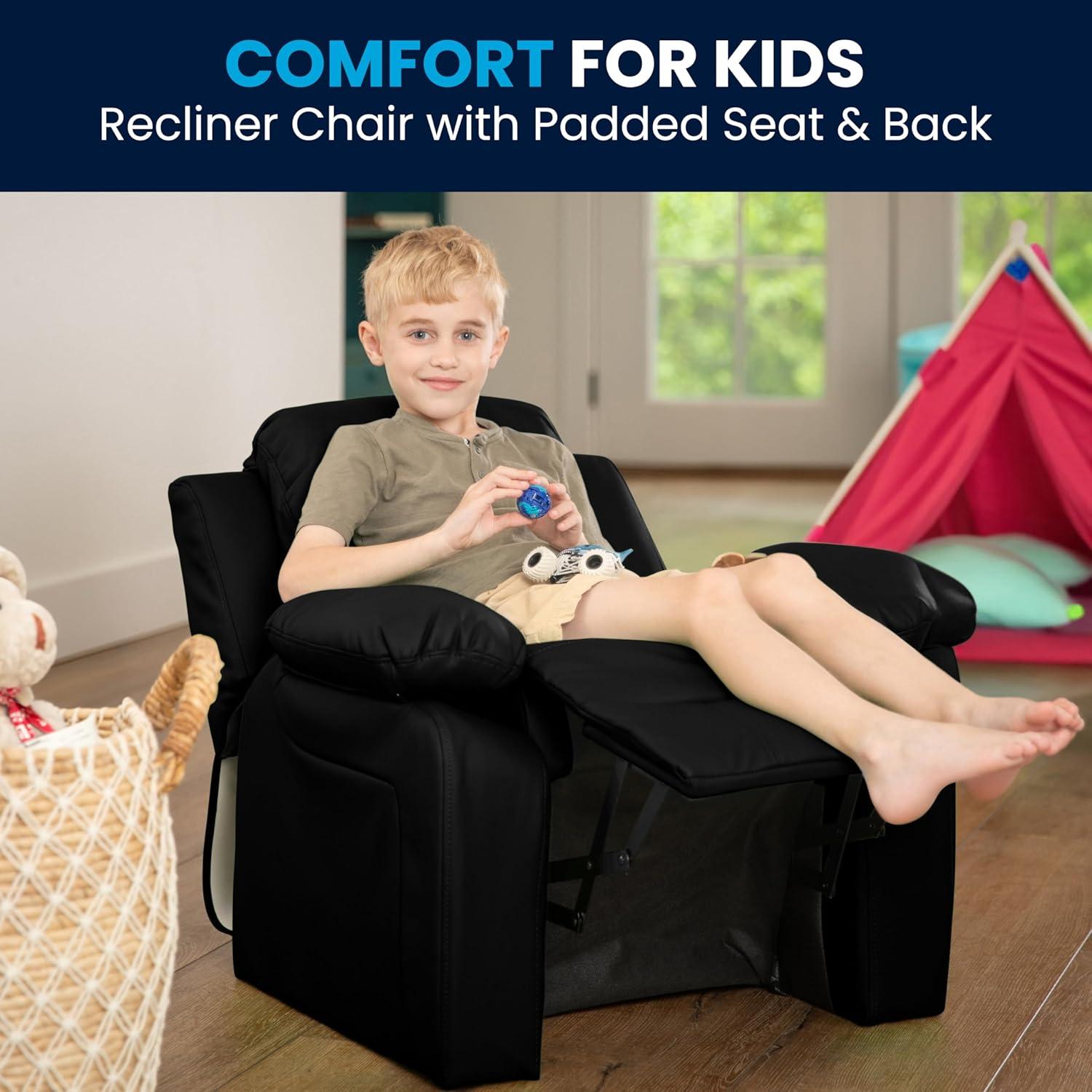 Flash Furniture Deluxe Padded Contemporary Kids Recliner with Storage Arms