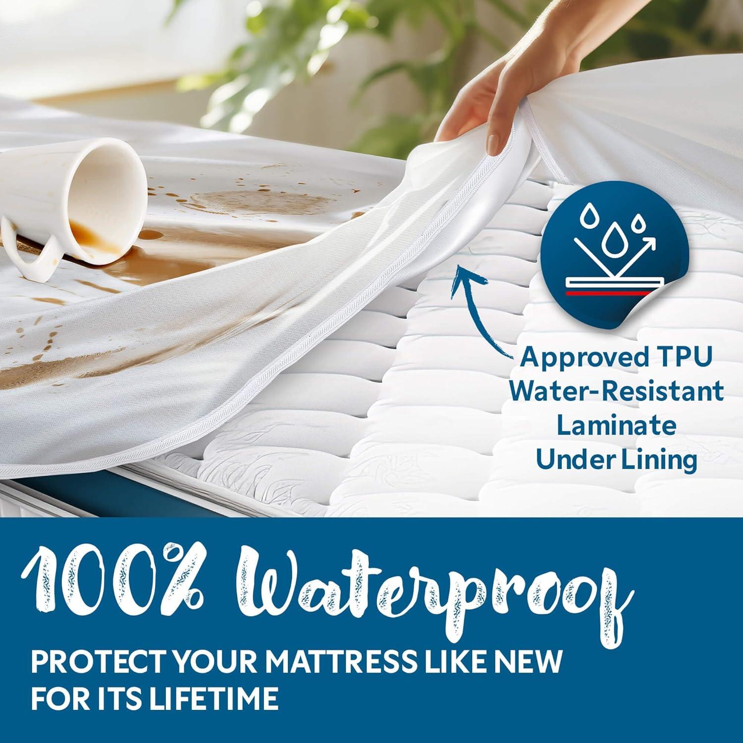 Guardmax Waterproof Twin Mattress Protector Encasement for Larger Mattressess with Zipper – White