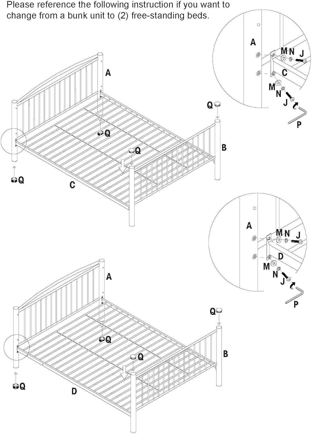 Sleek Black Metal Full Over Full Bunk Bed with Easy-Access Ladder