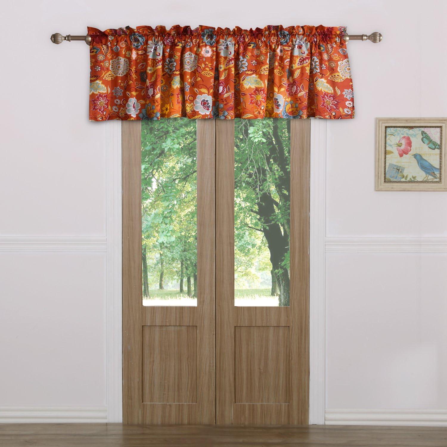 Astoria Spice Floral Polyester Rod Pocket Window Valance