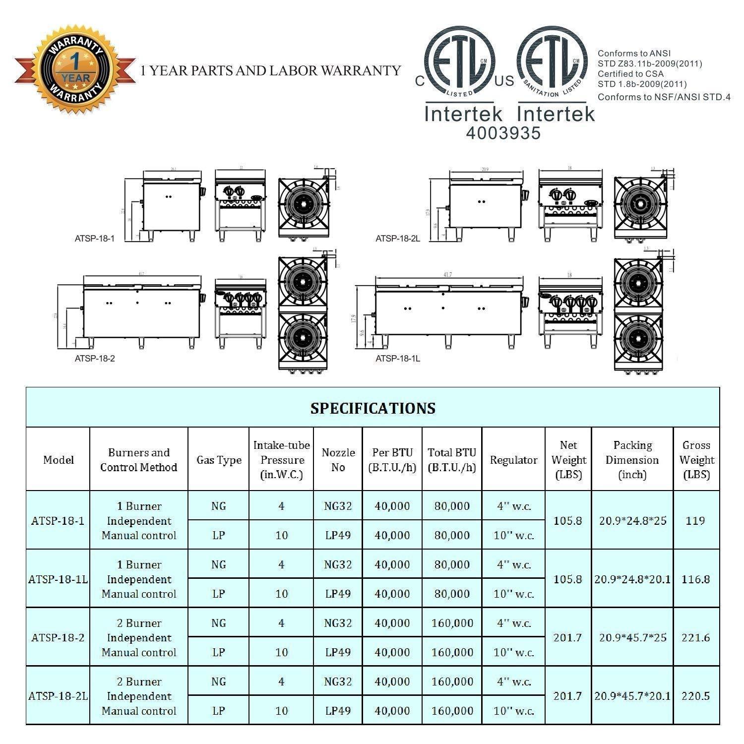 Stainless Steel Countertop Single Stock Pot Stove with Knob Controls