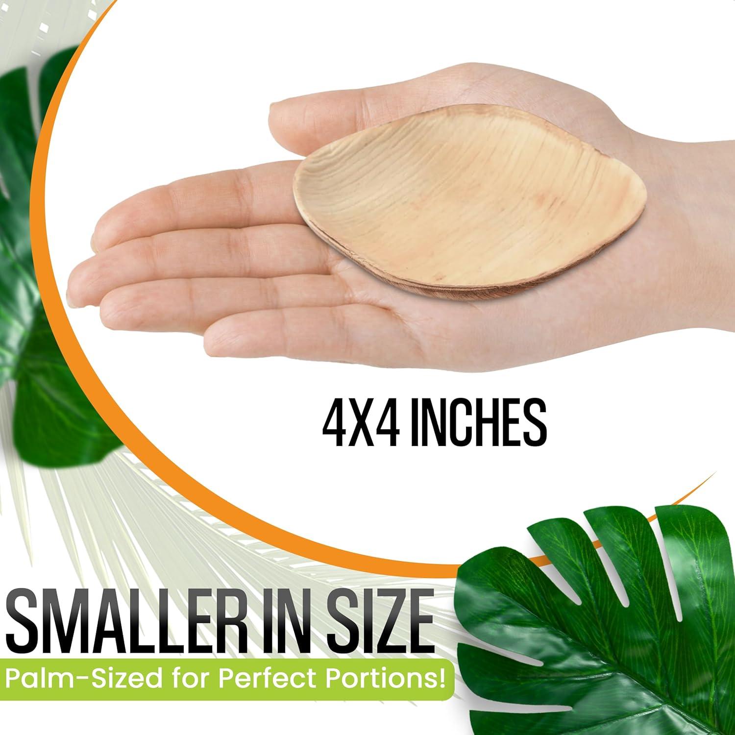 Eco-Friendly Square Bamboo Compostable Plates, 4-Inch, 100-Pack