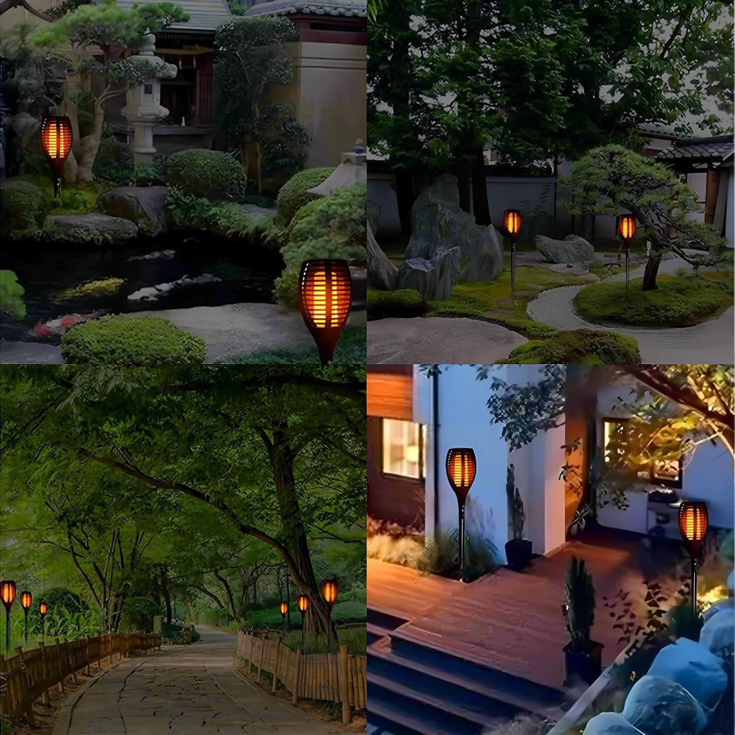 4 Pack Solar Lights Outdoor, Solar Torch Lights Outdoor Flickering Flame for Outdoor Decorations, Waterproof Garden Light Solar Powered , Torches Flame Light for Outside Yard Patio Lawn Garden Decor