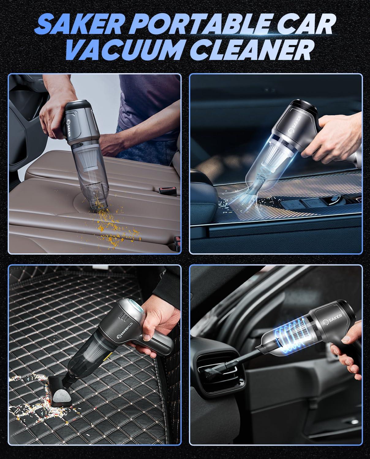 Saker Car Vacuum Portable Cordless 3 in 1 Handheld Car Vacuum 15000PA High Power with Brushless Motor and TypeC for Cars,Office,Home Cleaning HL107B