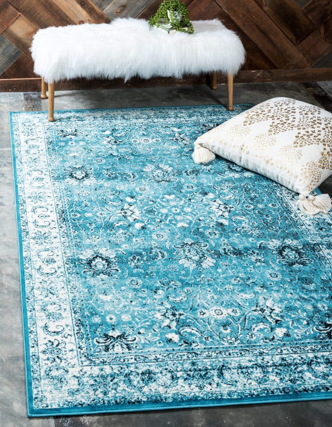 Unique Loom Imperial Collection Area Rug - Bosphorus (2' x 3' 1" Rectangle Blue/Ivory)